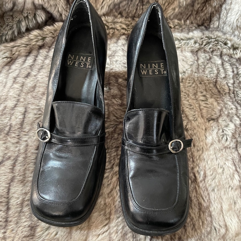 Shoes, Black, size 8, square toe & heel